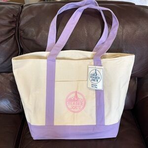 Trader Joe’s Large Tote Bag Pastel Lavender Limited Addition Reusable